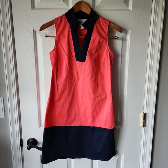 Sail to Sable STS Navy Coral Color Block Sleeveless Tunic Dress Women's Size XS - Picture 1 of 4